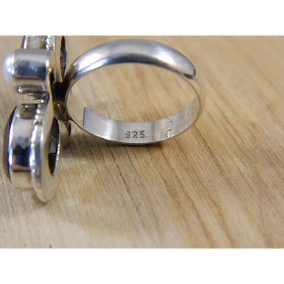 Vintage Topaz Sterling Silver Ring, Brown Topaz, Pearl Multi Stone Ring Sz 6.25 - Picture 9 of 10